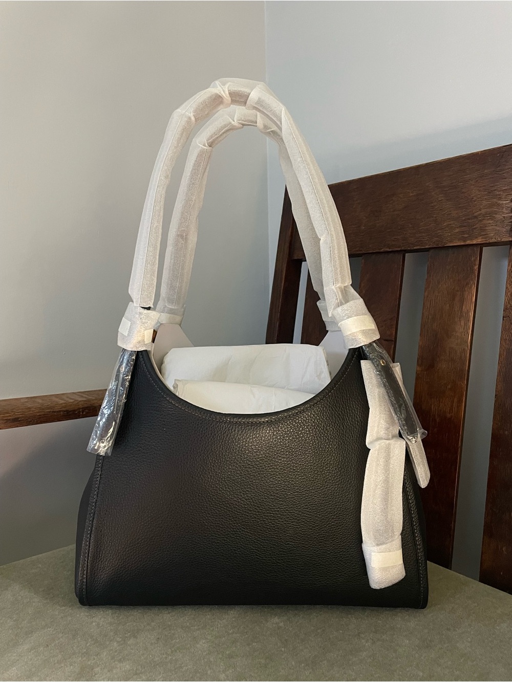 Coach Bella Black Leather Shoulder Bag Brass/Gold Hardware NWT